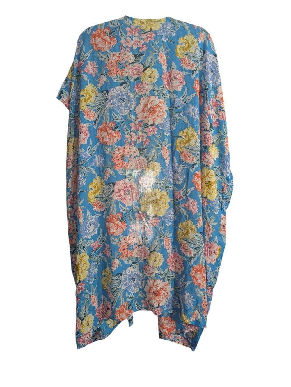 LOFT Blue Floral Modal Kimono Cover Up | Oversized Open Front | Lightweight Pool - Picture 4 of 7